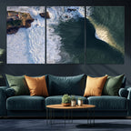 Ocean Wave Wall Art | Aerial Coastal View Canvas Artwork