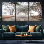 Cypress Tunnel Wall Art | Framed Misty Road Canvas Artwork