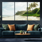 Relaxing Beach Wall Art Canvas Print, Framed Ocean View Coastal Serenity