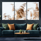 Pampas Grass Wall Art Canvas Print, Framed Neutral Tones Minimalist Boho