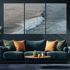 Ocean Waves Wall Art Canvas Print, Framed Coastal Serenity Surf Scene