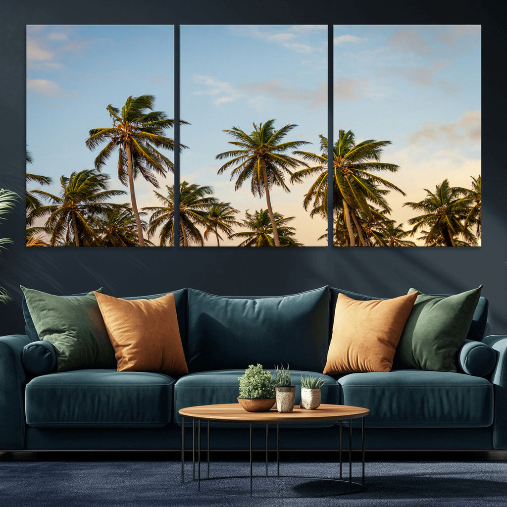 Palms Wall Art Canvas Print, Framed Tropical Coastal Nature Scene