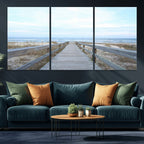 Beach Boardwalk Wall Art Canvas Print, Framed Coastal Serenity Ocean View