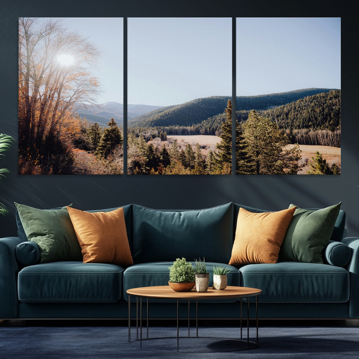 Rustic Landscape Wall Art Canvas Print, Serene Valley Scene