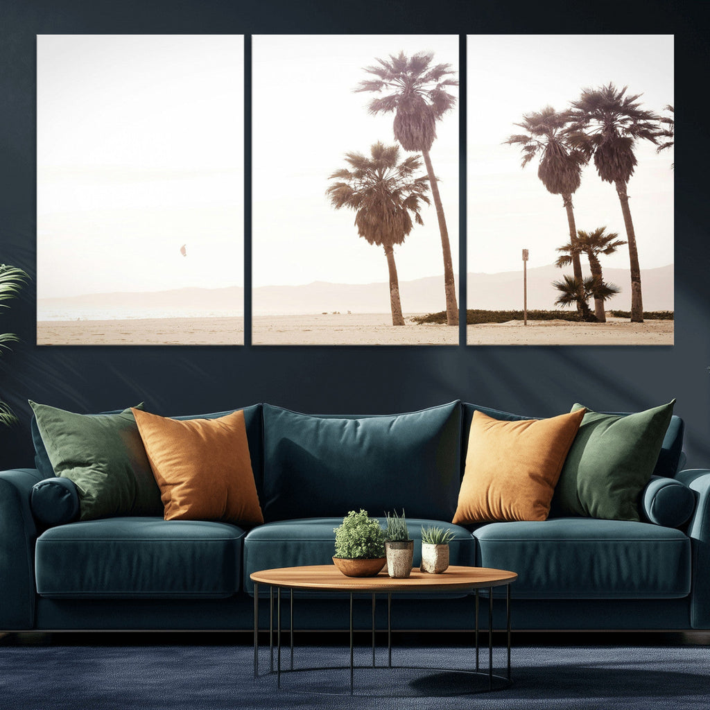 Coastal Light Wall Art Canvas Print, Framed Relaxing Shoreline Art, Minimalist Ocean Tropical Decor