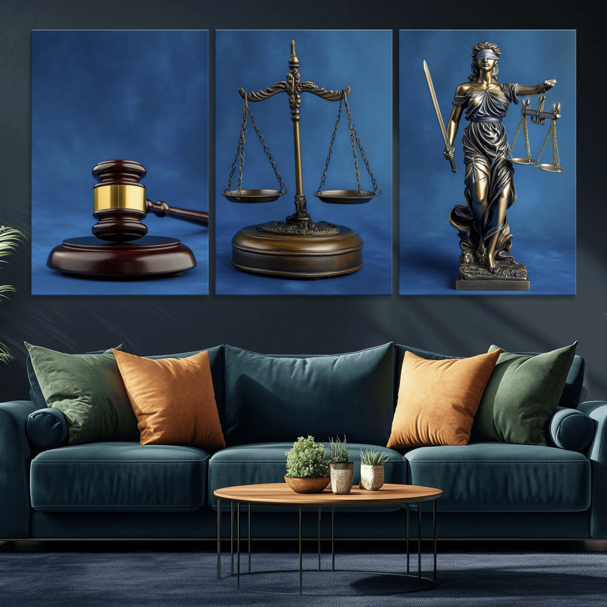 Legal Justice Wall Art Canvas Print | Gavel, Scales and Lady Justice