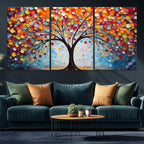 Vibrant Tree of Life Canvas Wall Art | Colorful Abstract Nature