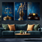 Justice Scales Statue Wall Art, Lady Justice Canvas Print