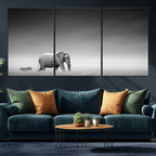 Elephant and Zebra Wall Art Canvas Print, Modern Artwork