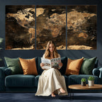 World Map Canvas Print, Modern Decorative Framed Map Artwork