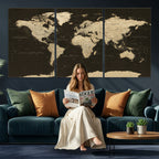 World Map Canvas Print | Framed World Map Wall Art for Couples