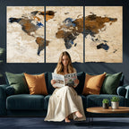 World Map Canvas Art Print | Framed Travel Map Wall Art