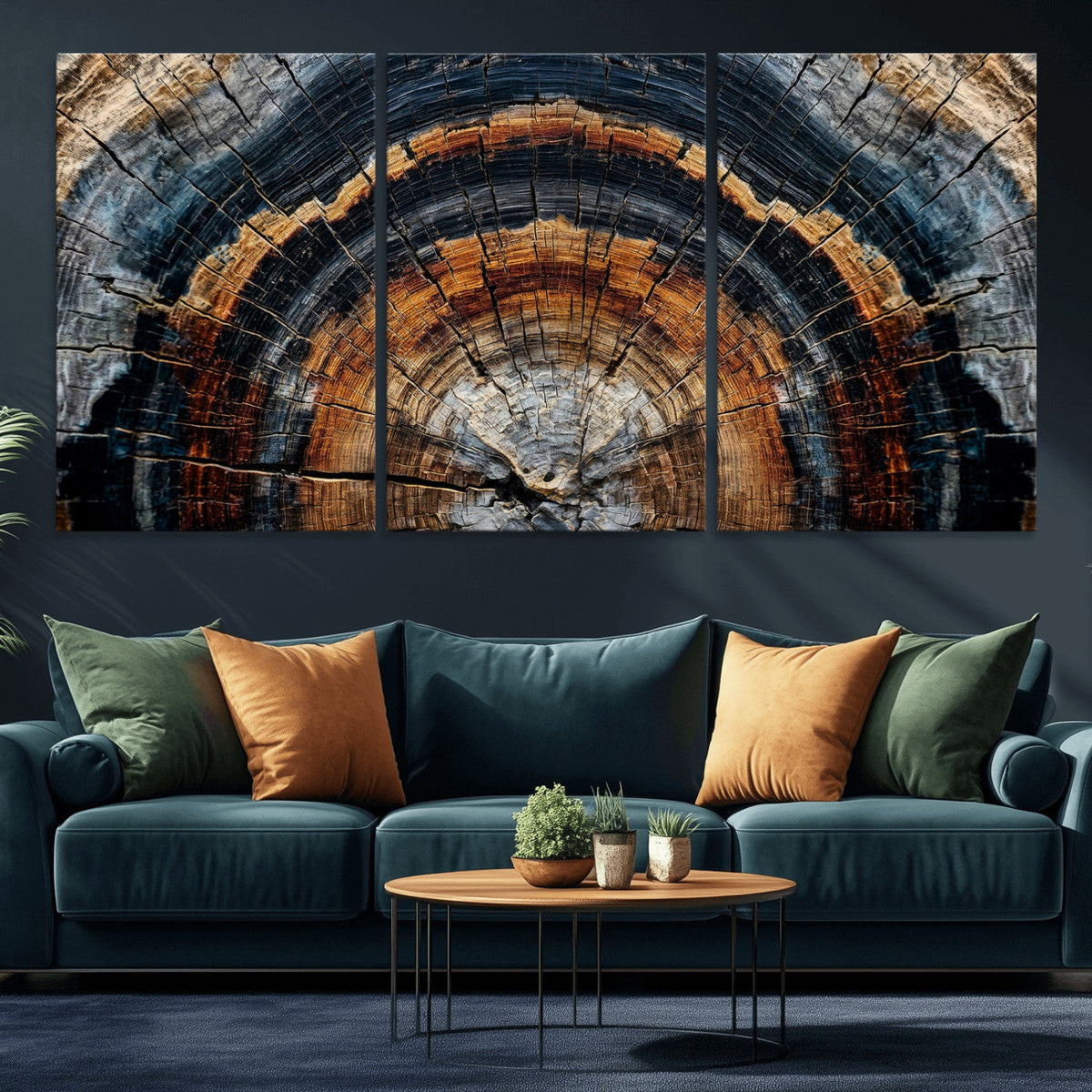 Abstract Wood Grain Canvas Print, Tree Ring Pattern Wall Art, Extra Large Living Room Wall Decor
