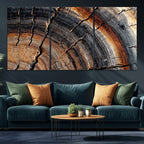 Abstract Tree Ring Wall Art Print, Natural Rustic Wood Grain Canvas