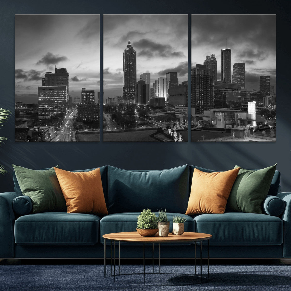 Atlanta Skyline Wall Art Canvas Print, Atlanta Downtown Night Cityscape