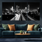 Atlanta Skyline Wall Art Canvas Print, Atlanta Downtown Night Cityscape