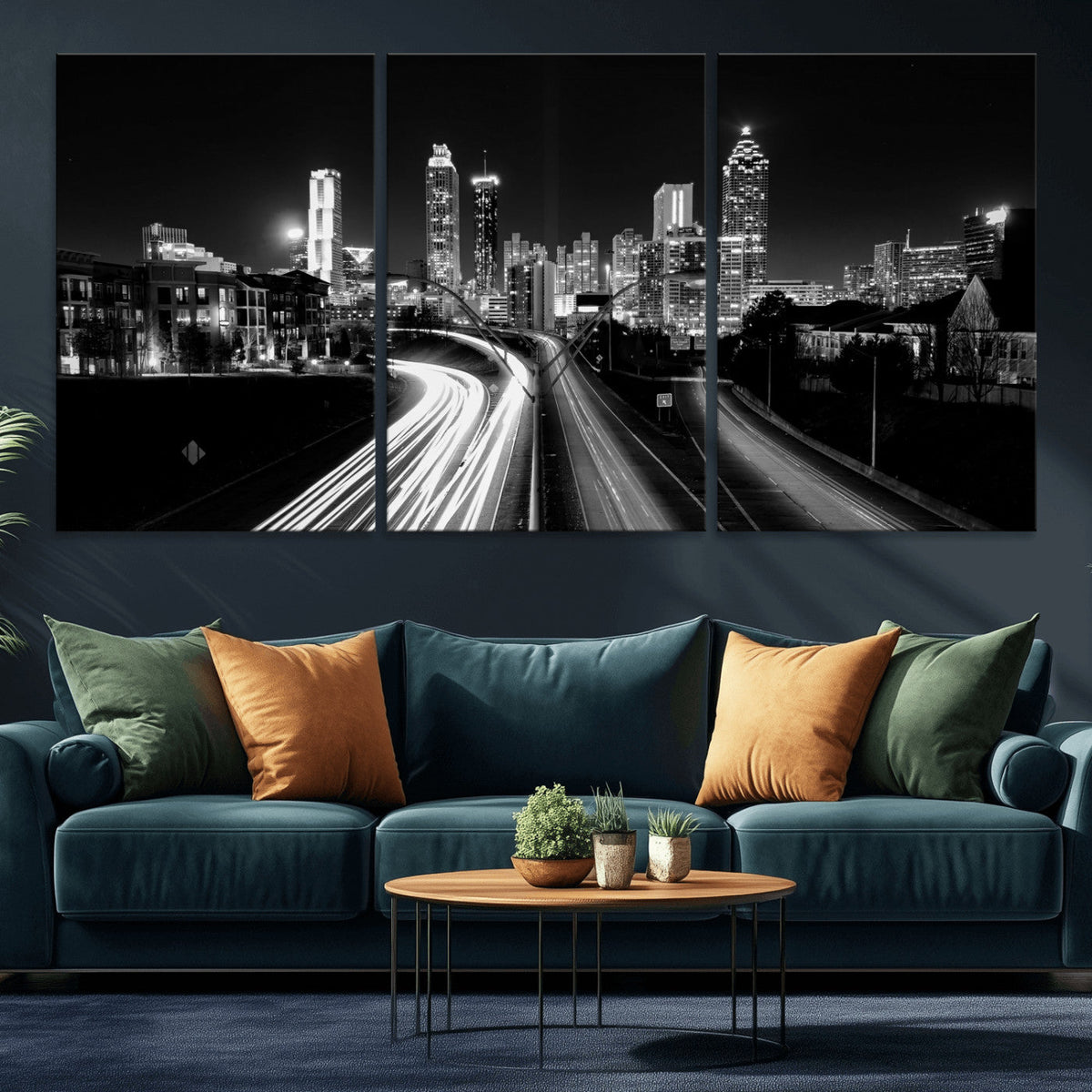 Atlanta Skyline Wall Art Canvas Print, Atlanta Downtown Night Cityscape
