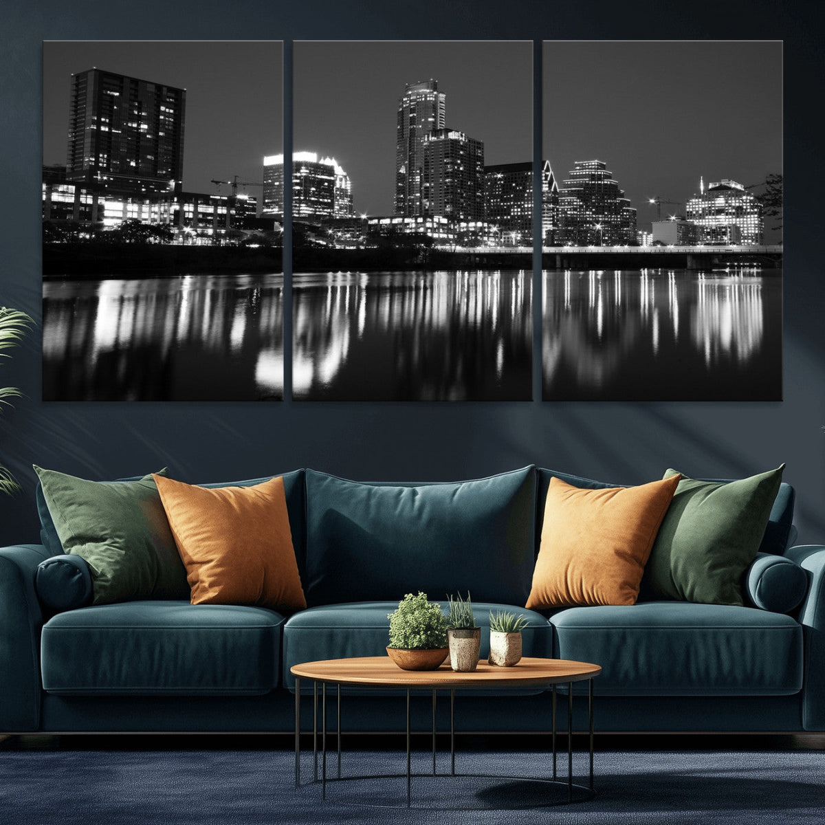 Austin Skyline Wall Art Canvas Print, Austin Downtown Night Cityscape