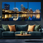 Austin Skyline Wall Art Canvas Print, Austin Downtown Night Cityscape