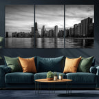 Chicago Wall Art Canvas Print, Chicago City Downtown Night Cityscape