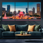 Chicago Wall Art Canvas Print - Chicago City Downtown Night Cityscape