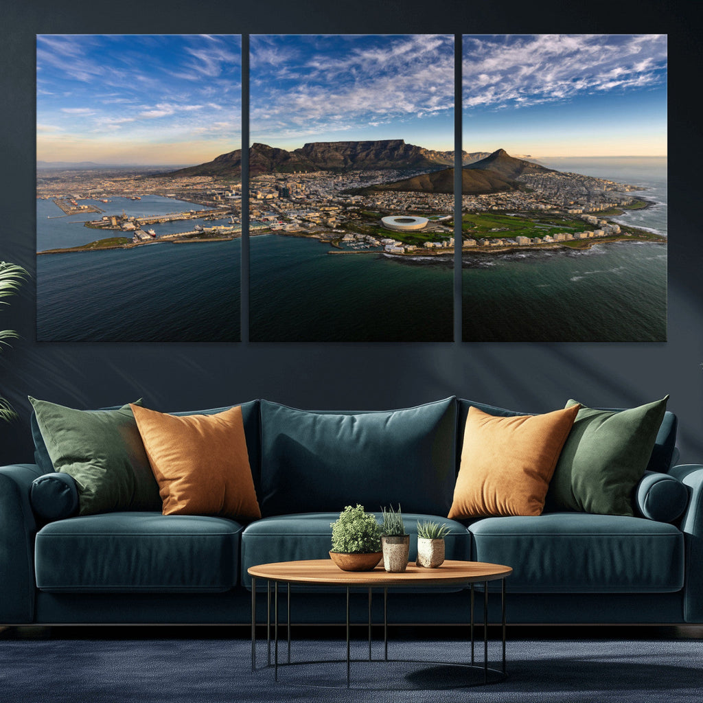 Cape Town Wall Art Canvas Print | Table Mountain Coastal Skyline Panorama
