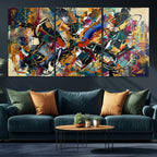 Geometric Abstract Wall Art Canvas Print, Orange Blue
