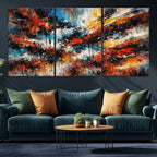 Lyrical Abstract Wall Art Canvas Print, Orange Blue Abstract