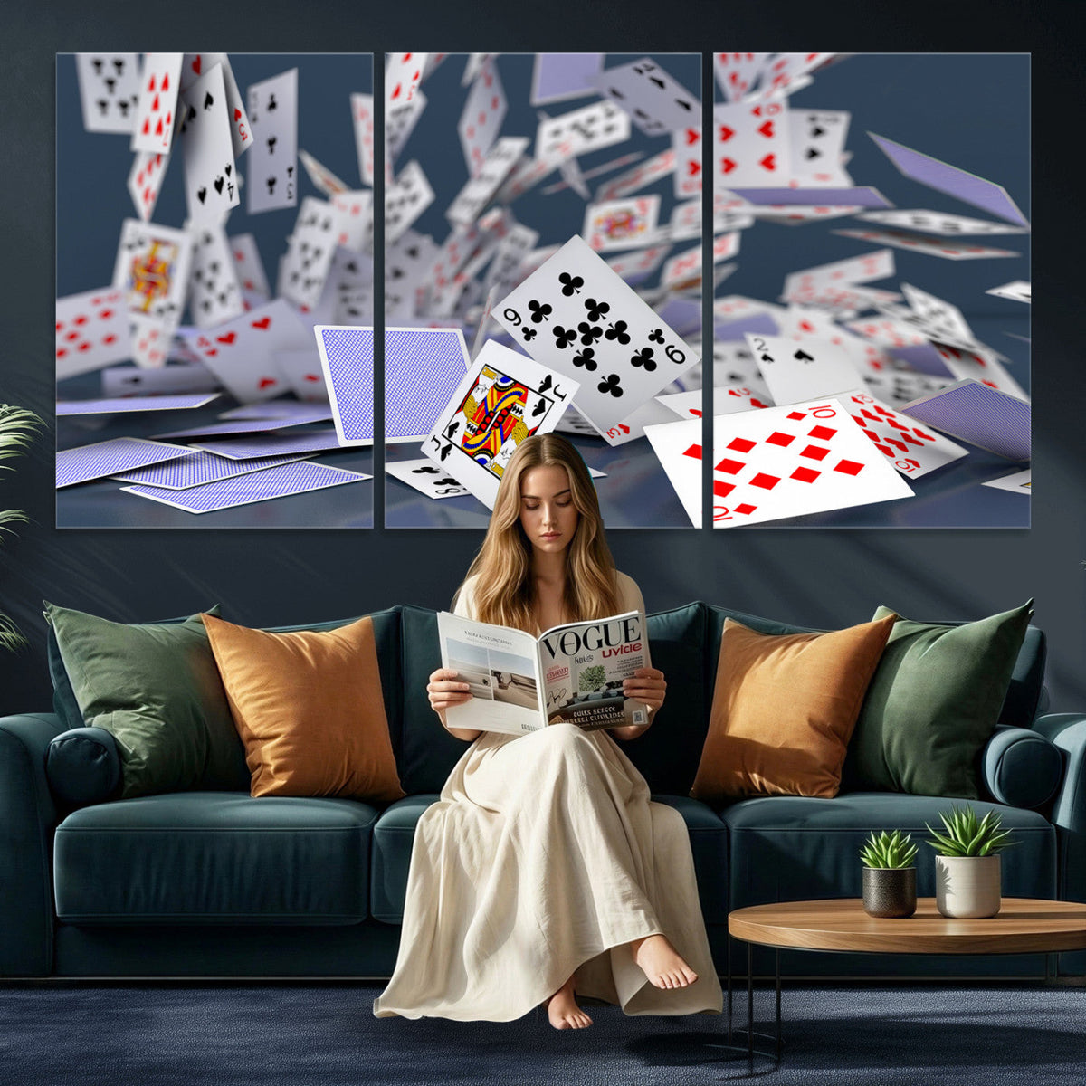 Playing Cards Canvas Wall Art | Casino Game Room Decor