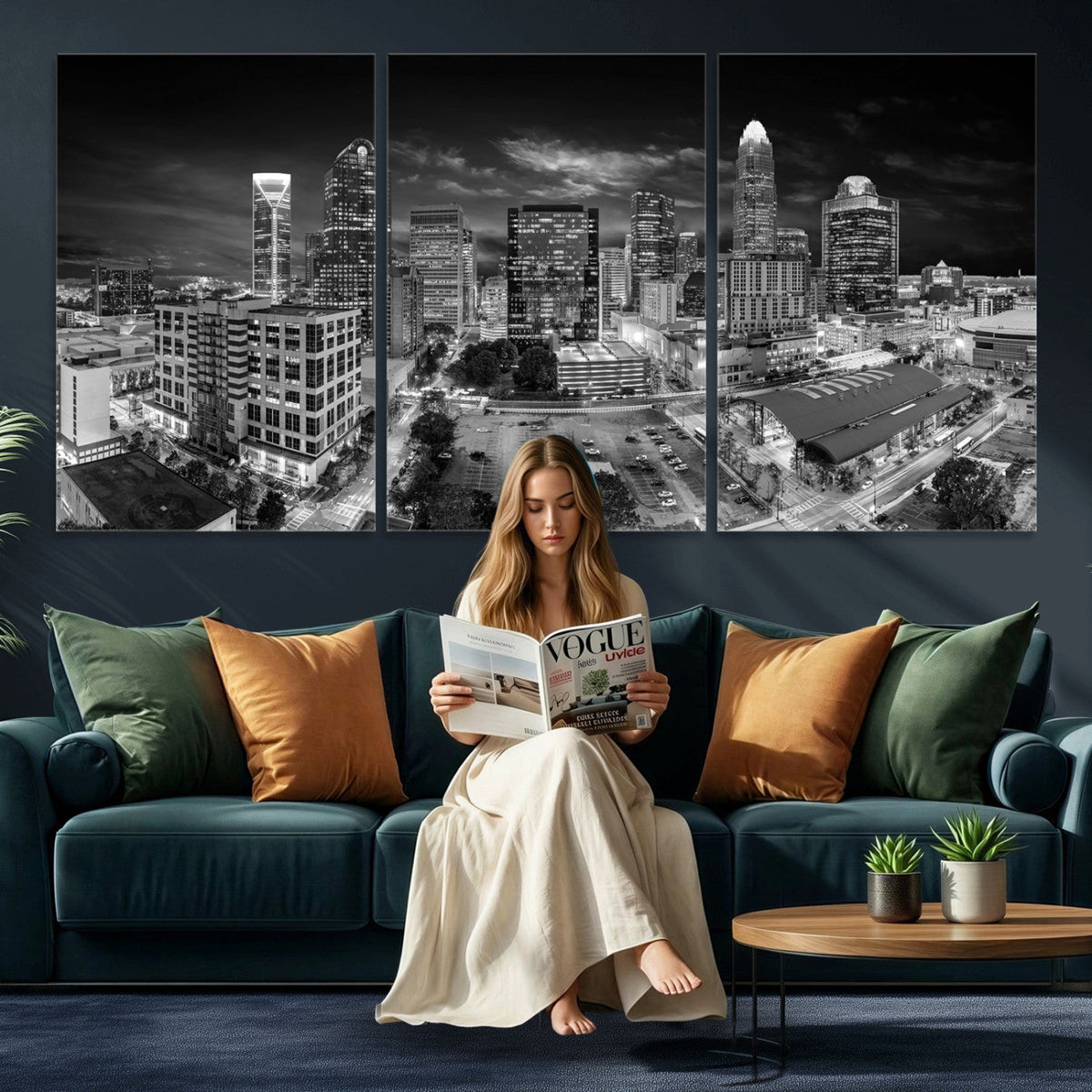 Charlotte Skyline Canvas Wall Art Print | North Carolina Cityscape