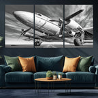 Vintage Airplane on Runway Canvas Print