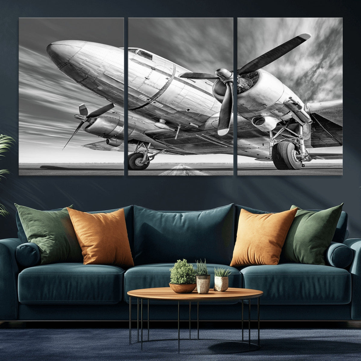 Vintage Airplane on Runway Canvas Print