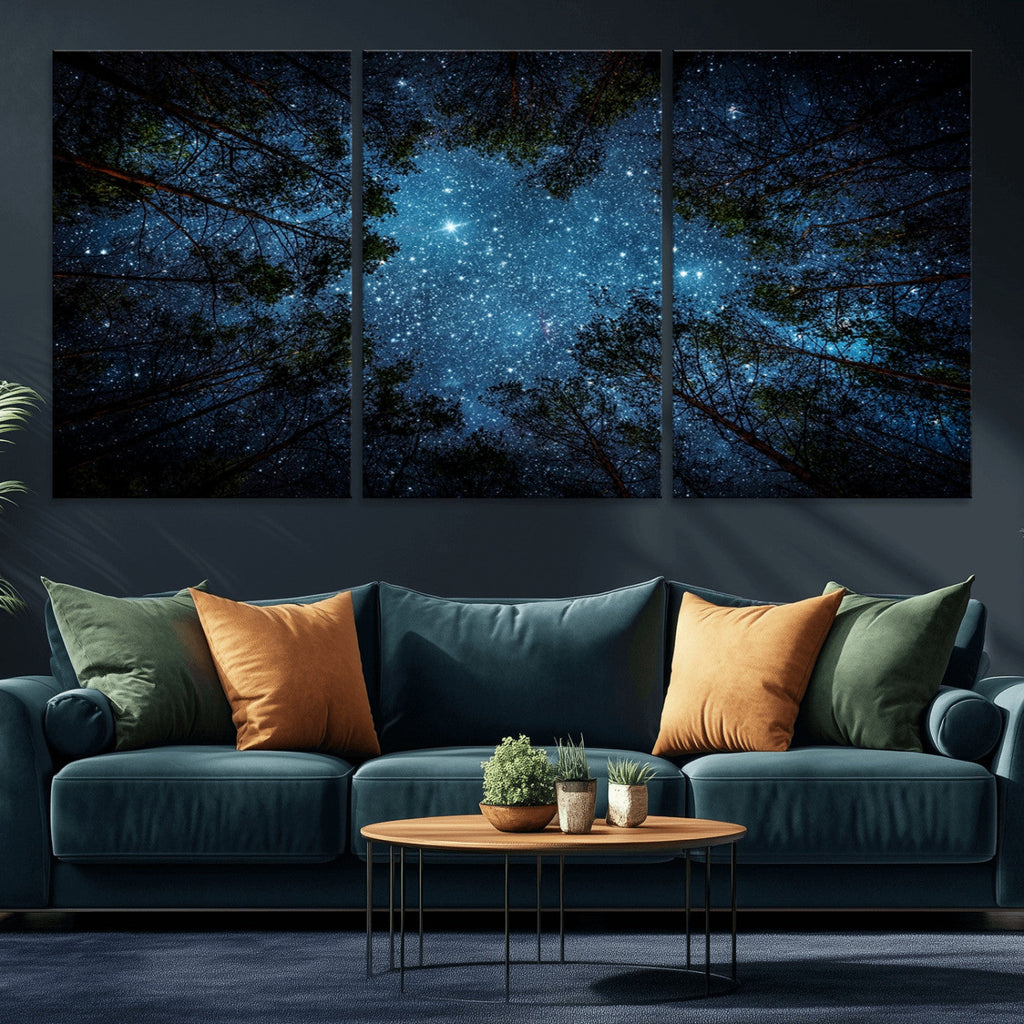 Forest and Stars Wall Art Canvas Print