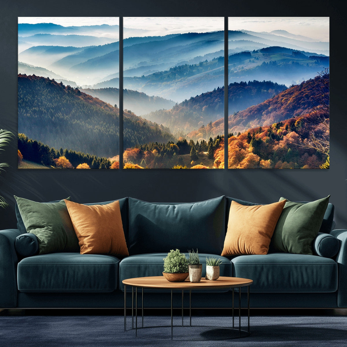 Mountains Forest Autumn Wall Art Canvas Print