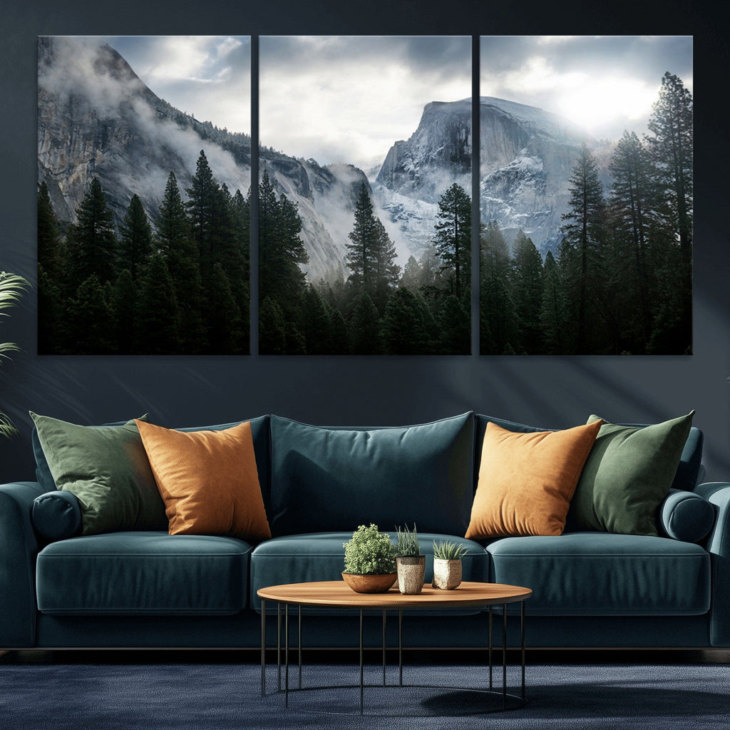 Wall Art Foggy Forest Landscape Canvas Print
