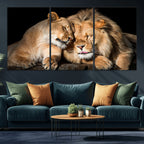 Lion and Lioness Wall Art Canvas Print | African Wildlife Animal Art