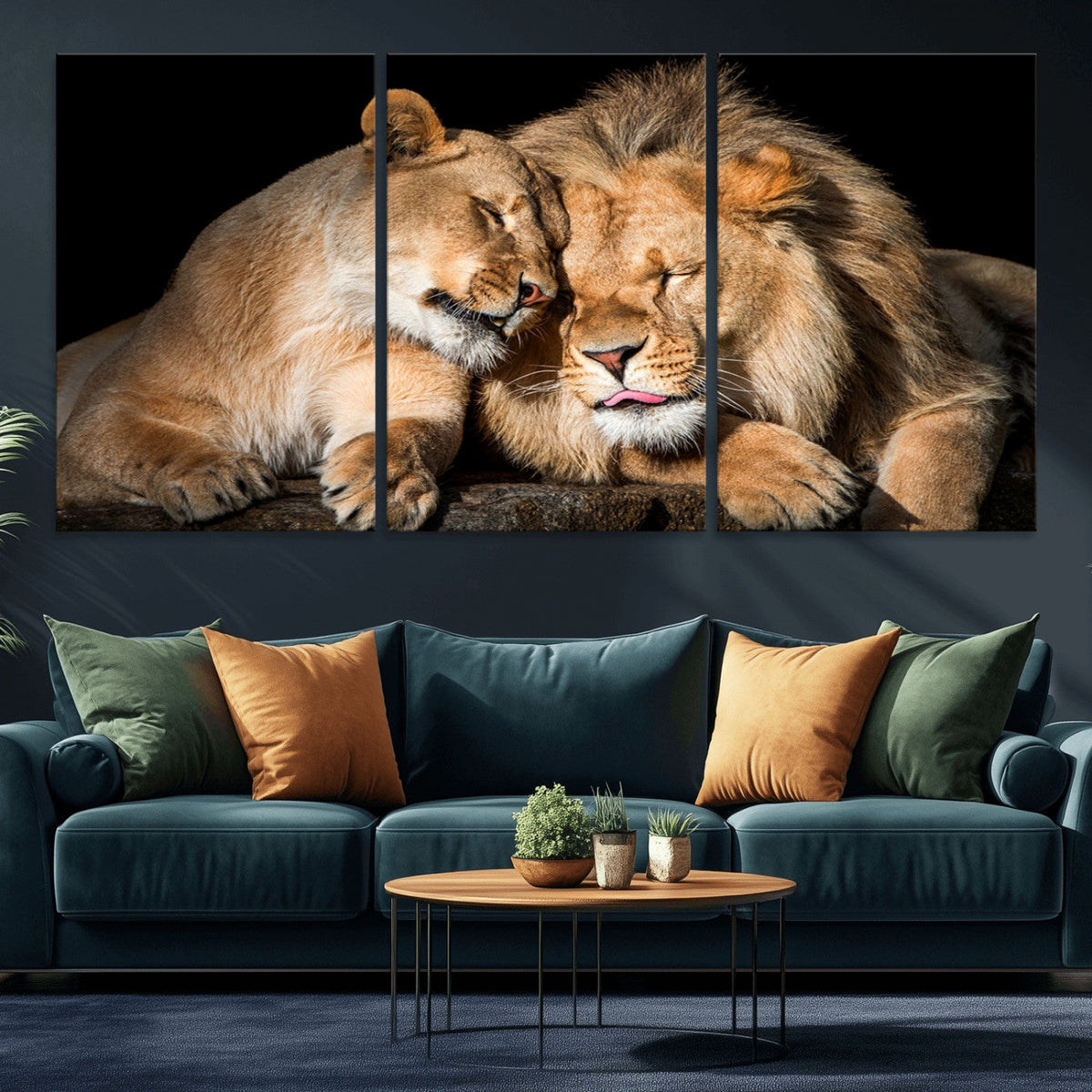 Lion and Lioness Wall Art Canvas Print | African Wildlife Animal Art