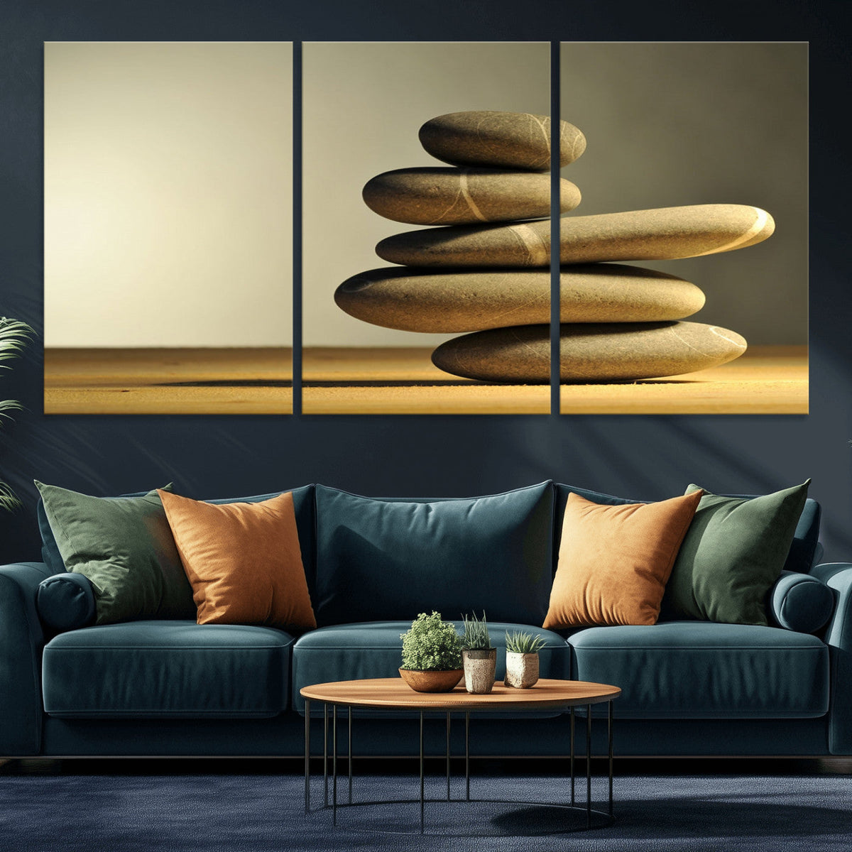 Fluvial Zen Stones Canvas Wall Art Print