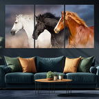 Animal Wall Art Three Horses Farmhouse Art Canvas Print