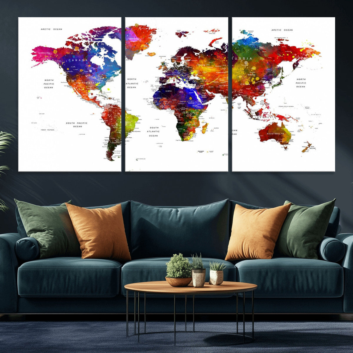 World Map Canvas Print | Detailed Map of the World Wall Art
