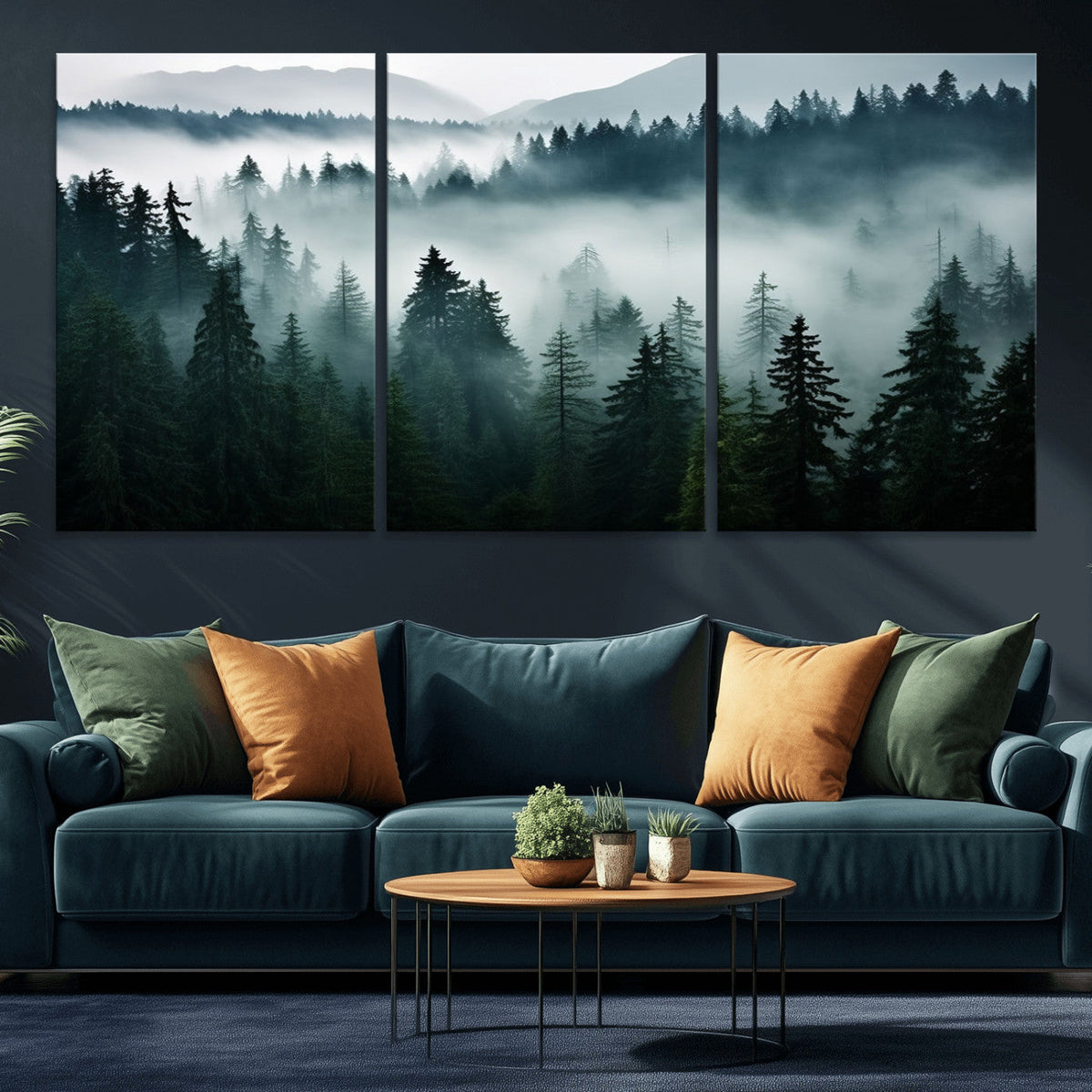 Captivating Misty Forest Wall Art Canvas, Premium Canvas Print of a Foggy and Serene Atmosphere