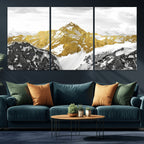 Gold Abstract Mountains Wall Art Print on Canvas, Nature Wall Art Print