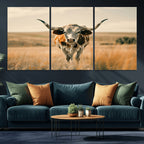 Texas Cow Wall Art Canvas Print for Farm House Wall Decor