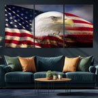 American Flag Eagle Symbol Wall Art Canvas Print, Patriotic American Flag Eagle Wall Art