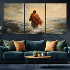 Jesus Walking on Water, Christian Wall Art, Jesus Christ Oil Painting Style Print