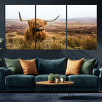 Scottish Highland Cow Canvas Wall Art, Rustic Farmhouse Decor