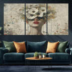 Abstract Floral Women Pastel Wall Art Canvas Print