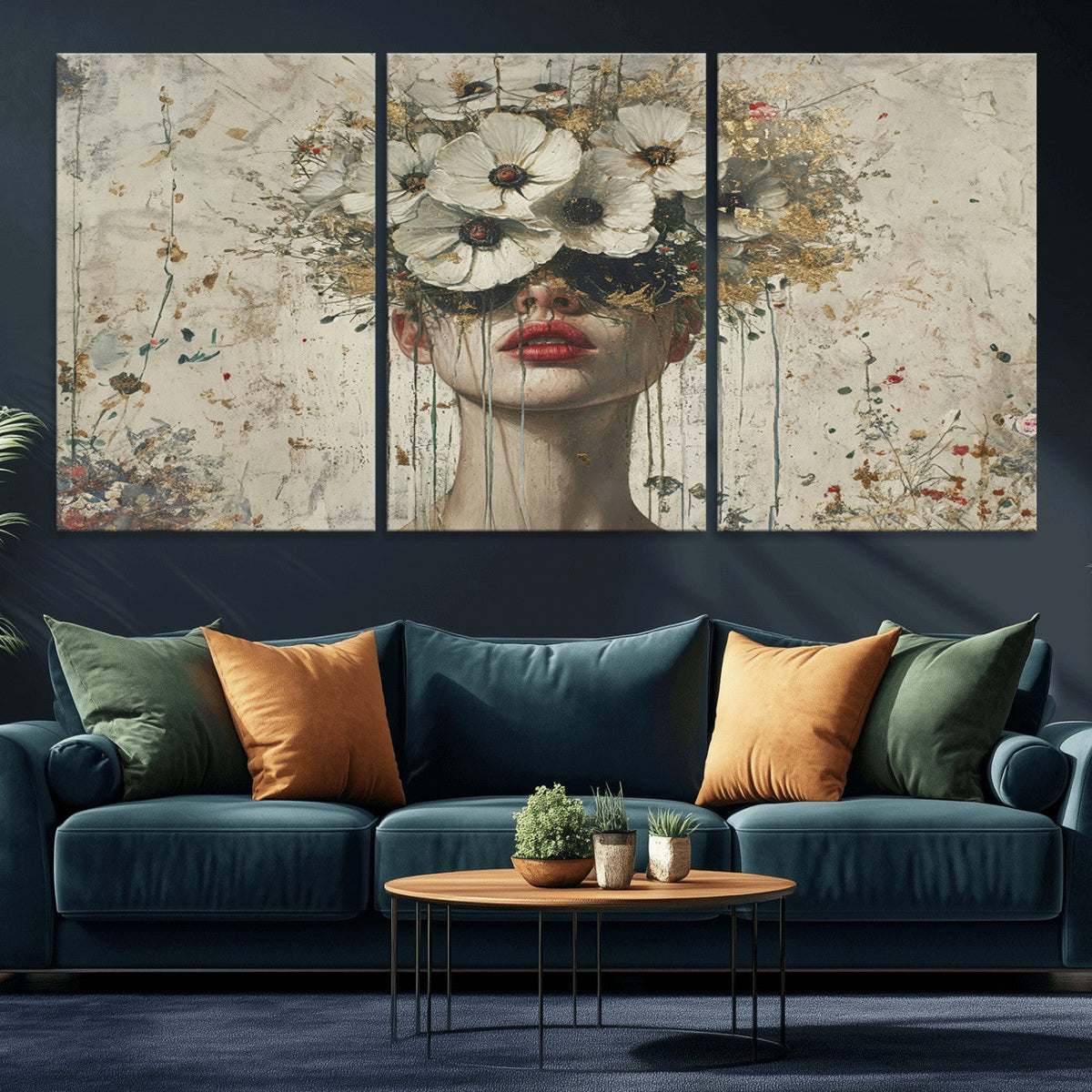 Abstract Floral Women Pastel Wall Art Canvas Print