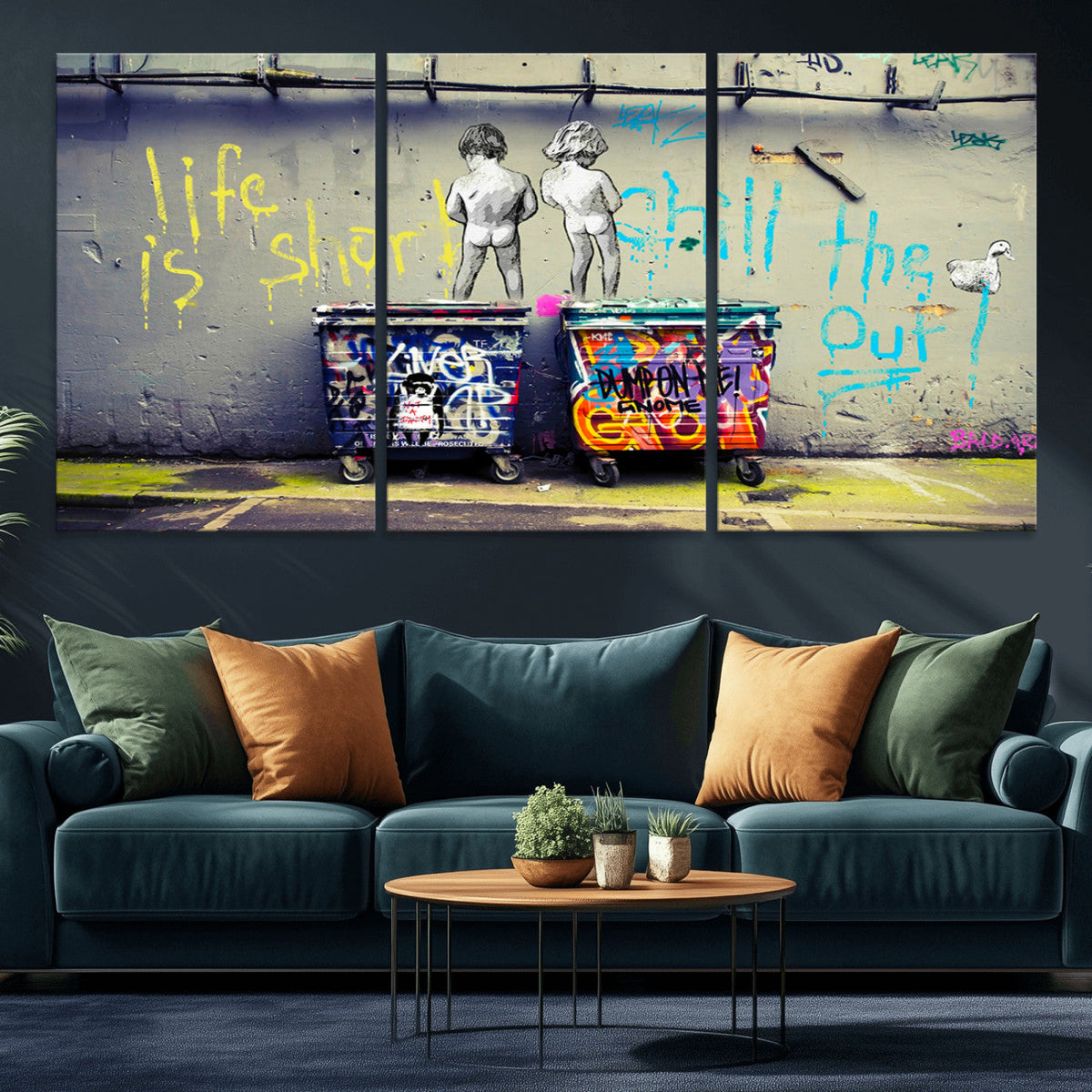 Banksy Life is Short Wall Art, Iconic Graffiti Street Art Canvas Print