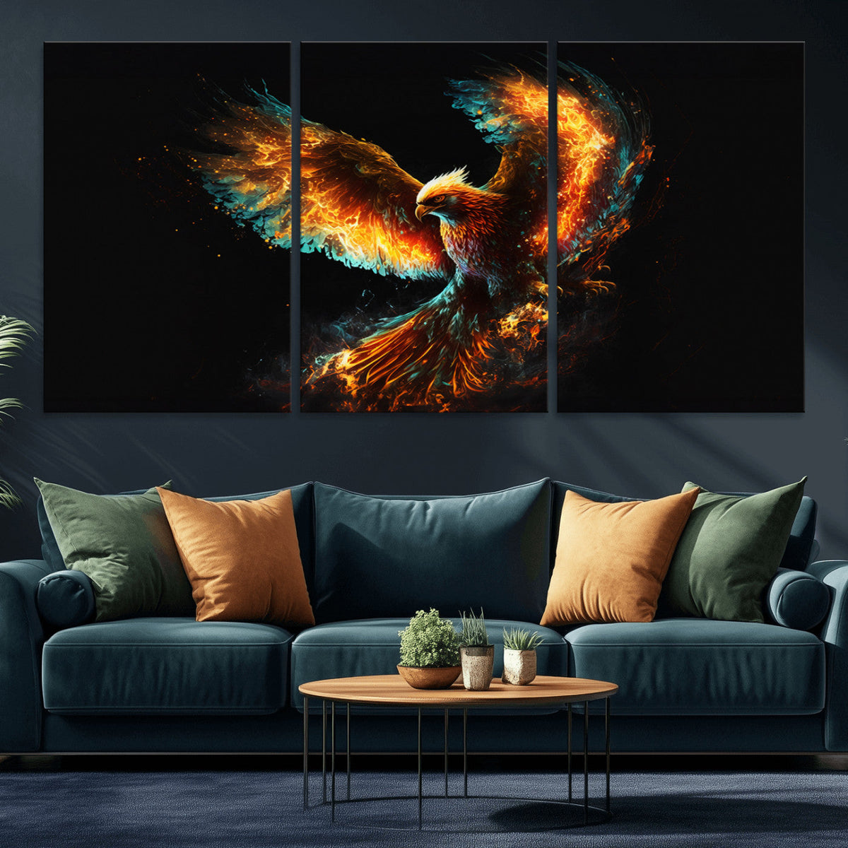 Fiery Phoenix Canvas Print | Ready to Hang Wall Art | Bold Fantasy Decor